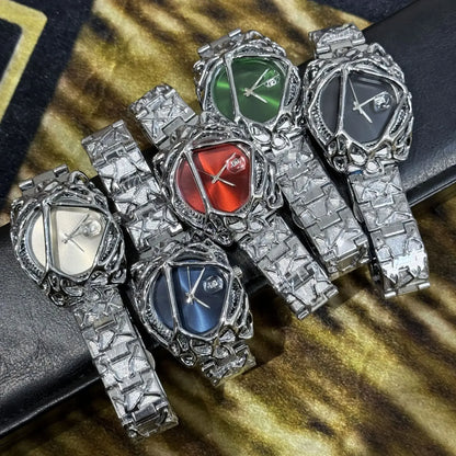 Fashion Y2K Antique Alabaster Quartz Watch Men Retro Black Strap Red Medieval Old Unique Creative Men Watches Luminous AAA Clock