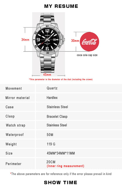 Casio Watch For Men Stainless Steel Bracelet Business styles  relogio masculino MTP-VD01D