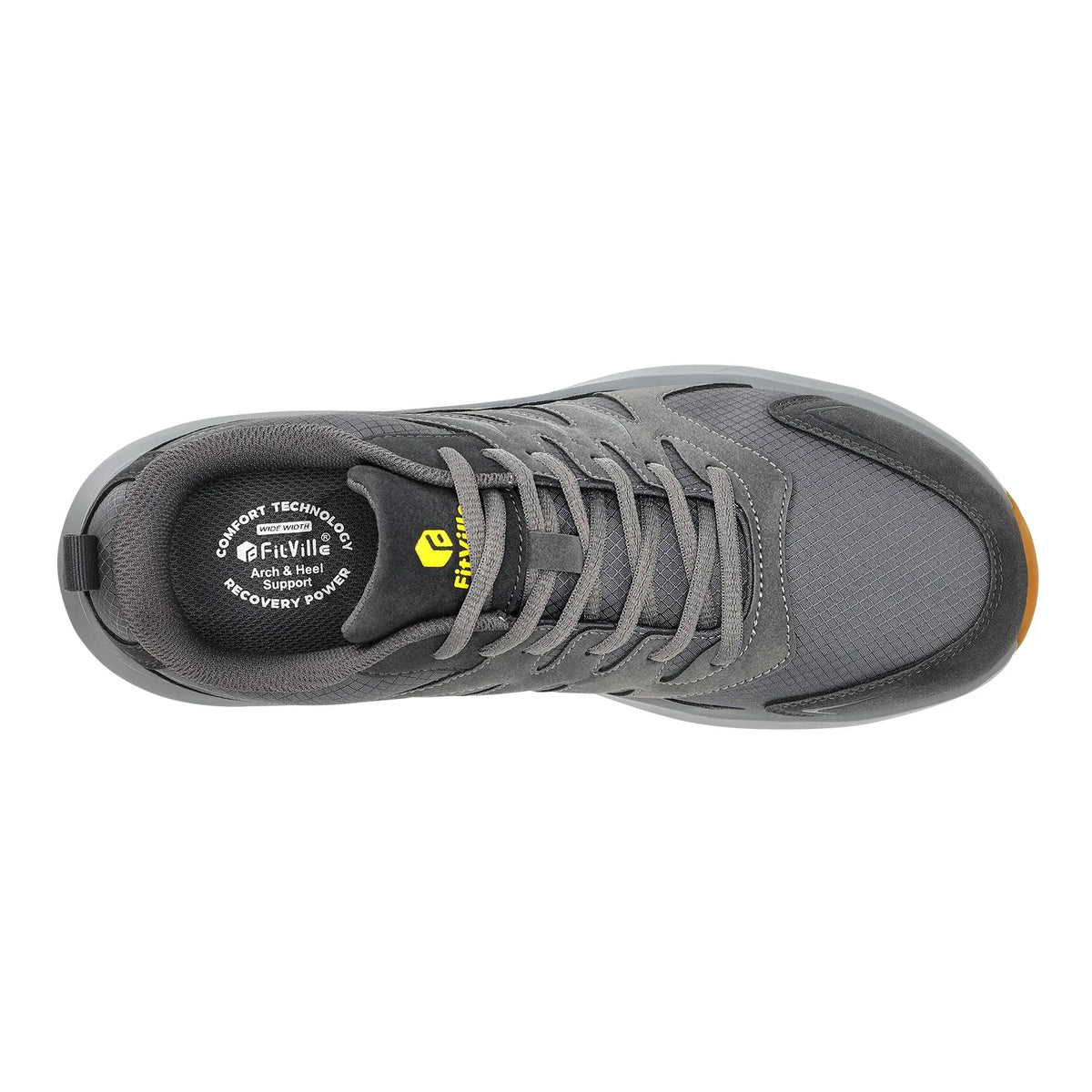 FitVille extra brede sneakers voor heren, wandel- en loopschoenen, brede neus, lichtgewicht hardloopschoen voor platvoeten met steun voor de voetboog