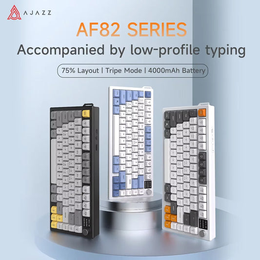 Teclado AJAZZ AF82 Office Low Profile RGB Gaming com/sem fios, layout 75%, 82 teclas, bateria de 4000mAh para Win/Mac