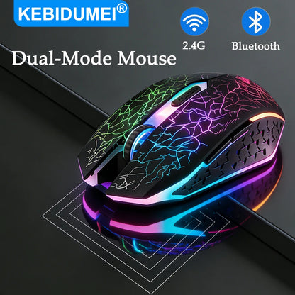 RGB Gaming Mouse 2.4G Wireless Mouse Bluetooth Mouse 1600DPI 6 Mute Buttons Mice Ergonomic Dual-Mode Office Mice For MacBook PC