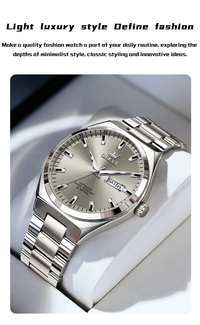 OLEVS Top Brand Luxury Automatic Watches Men Waterproof Watches 316L Steel Business Mechanical Men's Watch relogios masculino