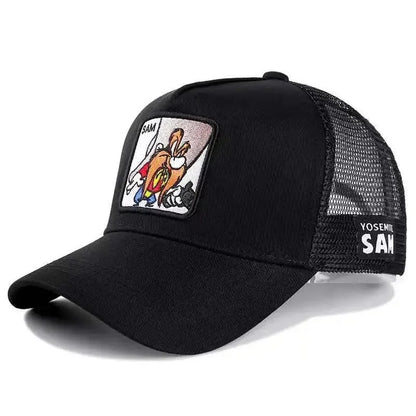 Cartoon Anime Trucker Cap Mesh Back Baseball Hat Adjustable Rabbit Mouse Cat Bird Embroidered Hip Hop Outdoor Sun Hat Boy Gifts