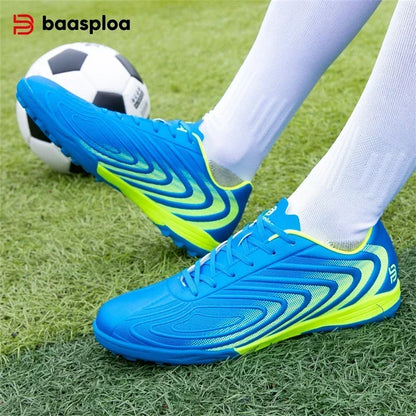 Baasploa Chaussures de football professionnelles pour homme, chaussures de sport d'entraînement antidérapantes pour l'extérieur, chaussures de football légères en cuir pour homme, Chuteira Campo