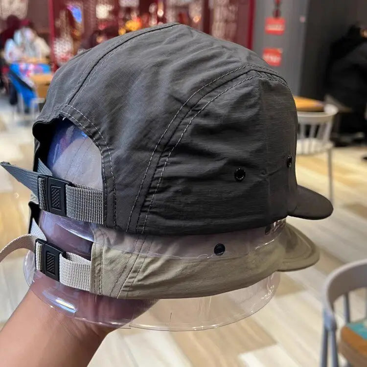 Unisex 5 Panel Camp Cap Quick Dry Waterproof Short Brim Adjustable Lightweight Breathable Cap for Hiking Camping Outdoor Daily