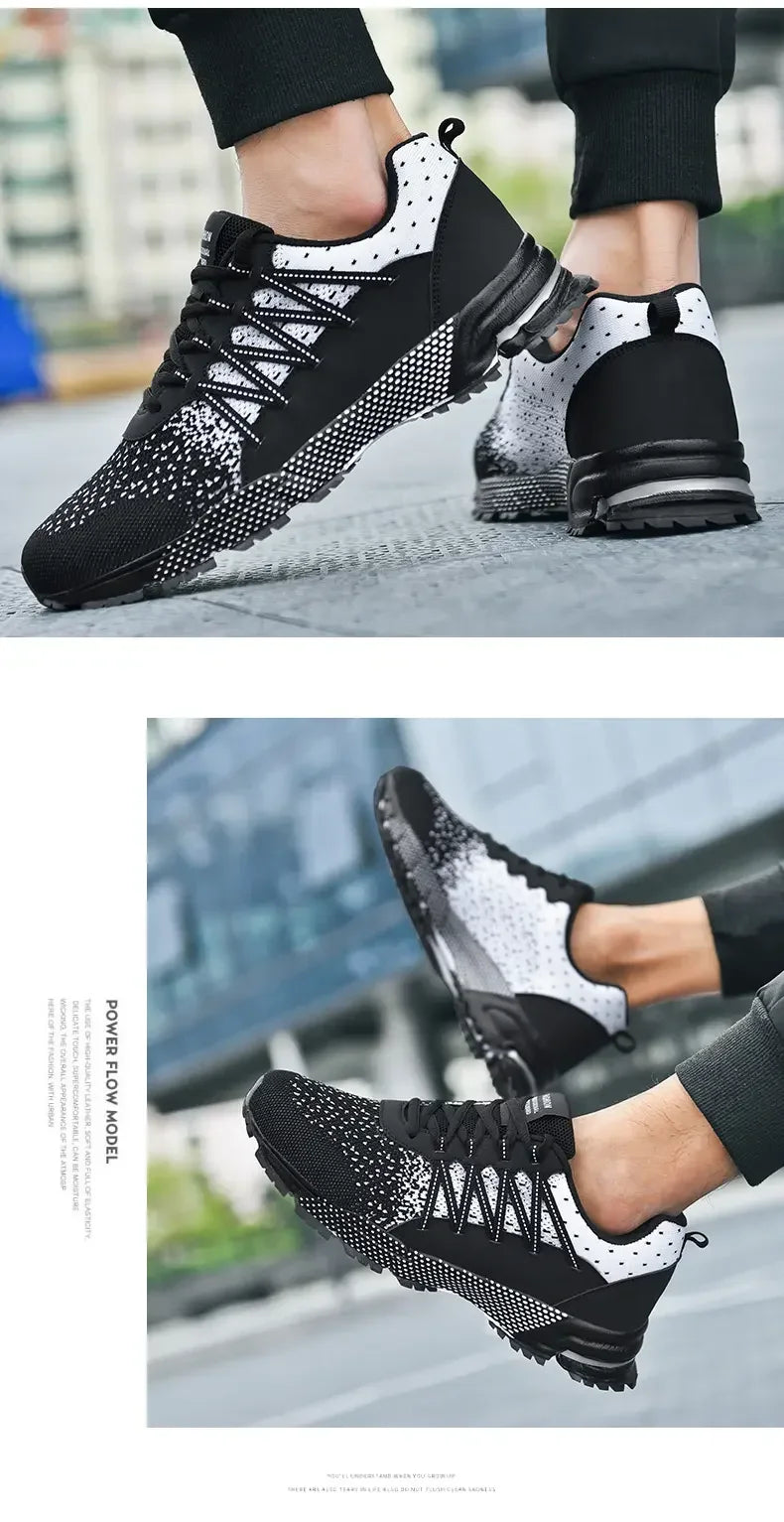 2025 Thick Soled Sports Shoes Youth Mesh Breathable Running Shoes Trend Spring Summer Korean Large Black and White Shoes walk