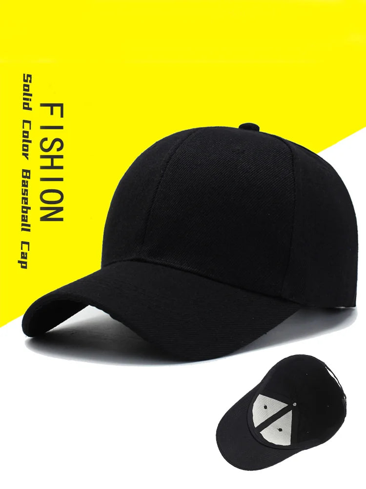 Musta yksivärinen baseball-lippis – snapback, casual, hip hop / dad hat -tyyli, unisex miehille ja naisille