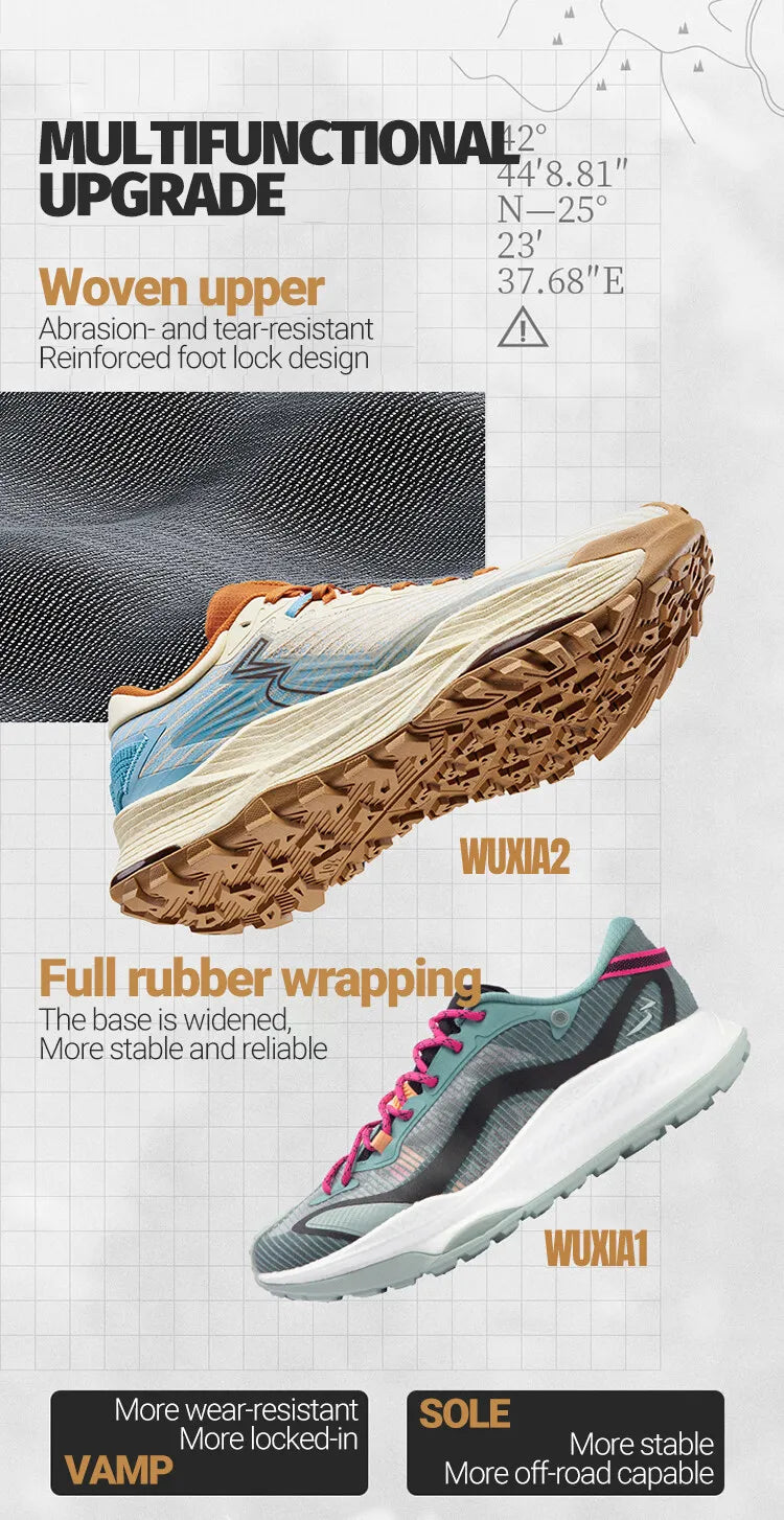361 Degrees WUXIA 2.0 – Leichter, weicher, luftiger Sneaker mit federnder Dämpfung und rutschfester Sohle für Outdoor- und Wanderaktivitäten, vielseitig einsetzbar, Herren 672542201