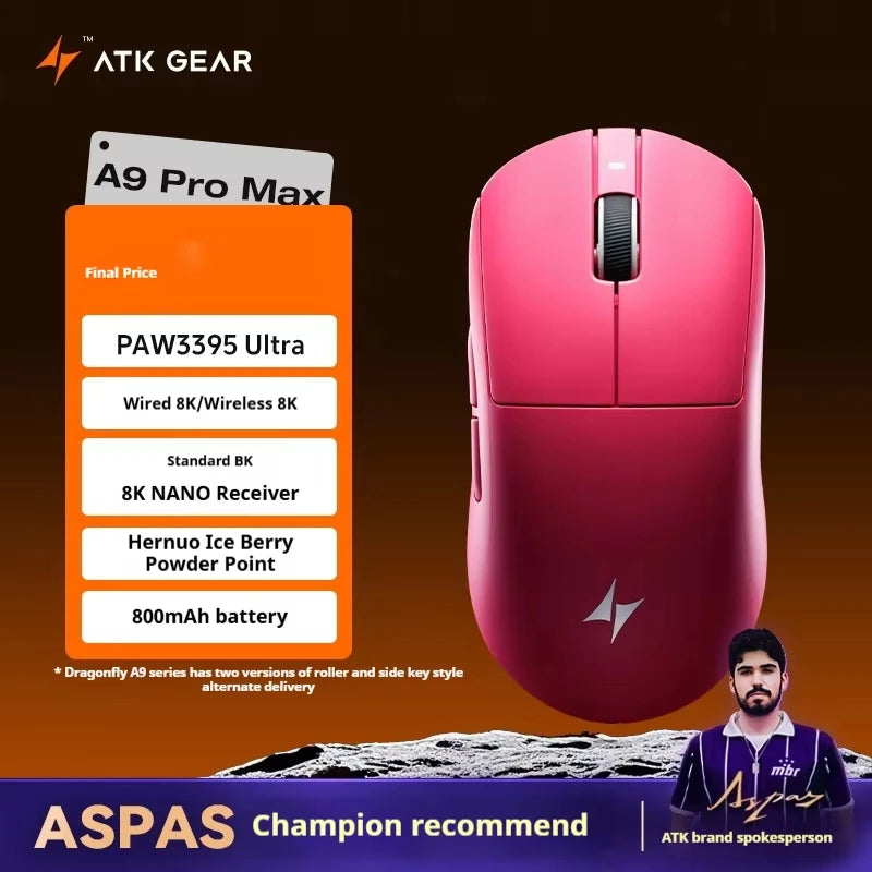 Безжична геймърска мишка ATK A9 Plus A9/A9 SE/A9 Pro Tri Mode 8K, лека A9 Ultimate E-sports, PC подарък, персонализирана