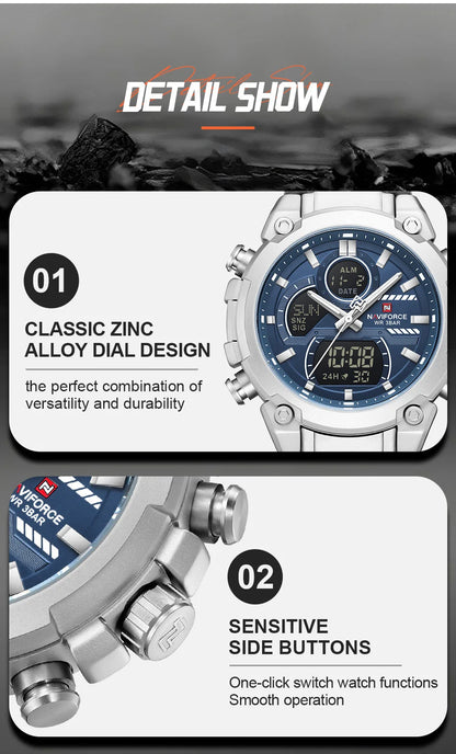 NAVIFORCE New 2026 Wristwatch For Men Bussiness Original Design Waterproof Digital Fashion Normal Watches Male Relogio Masculin