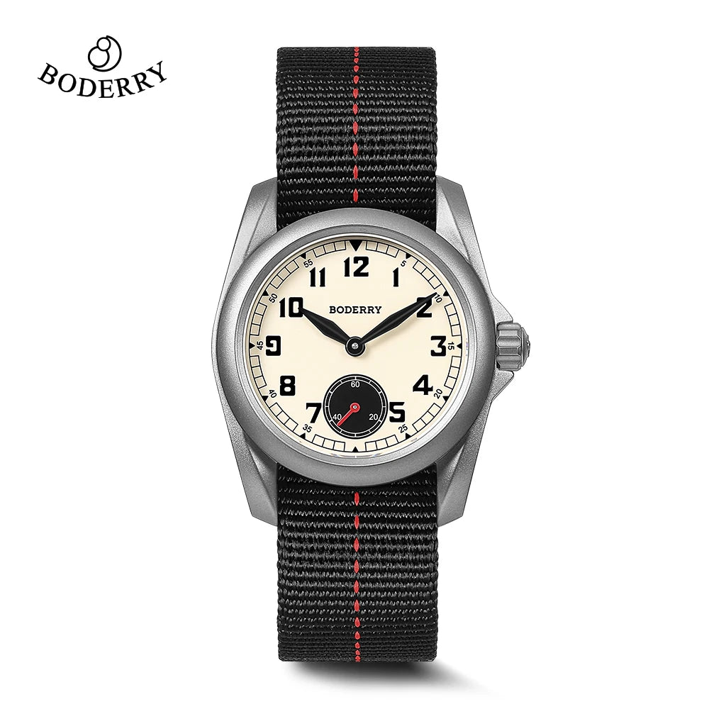 BODERRY Men's Field Watches Titanium Automatic Top Brand Wristwatch 100M Waterproof Clock Military Watch for Men