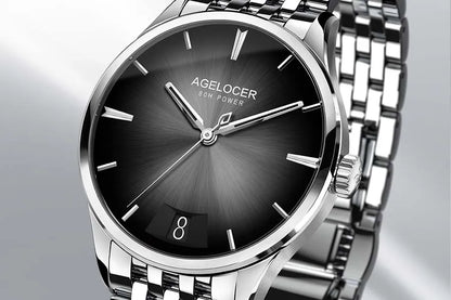 AGELOCER Original Budapest Watch Men's Vogue Formal Big Calendar Automatic Mechanical Watch Birthday Gift for Men