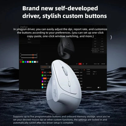 Inphic X9 PRO Vertical Wireless Mouse, Ergonomic Silent Bluetooth & 2.4G Rechargeable Mouse with Type-C Fast Charging, 12800 DPI for Laptop, PC & Gaming