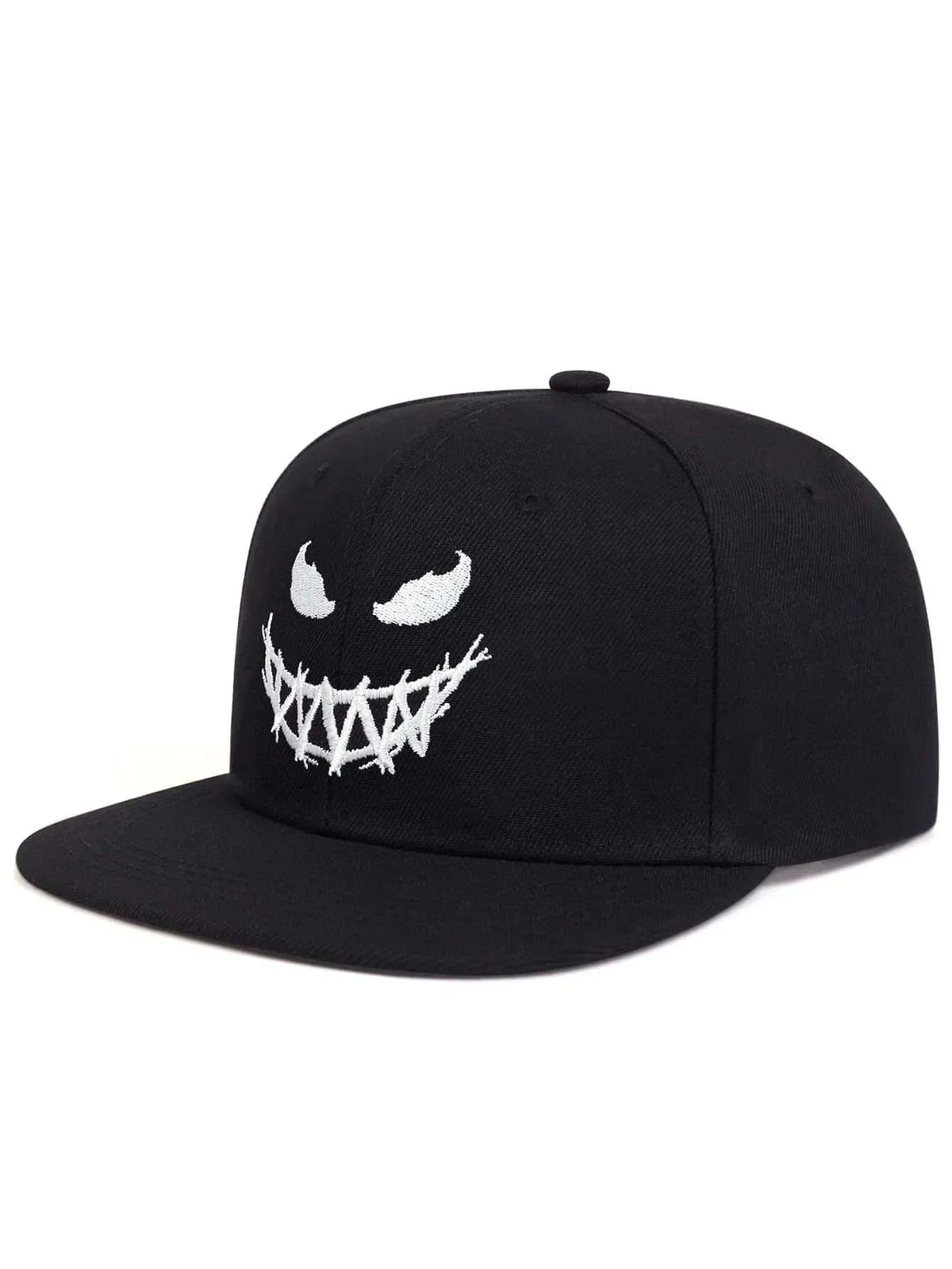 Gorra de béisbol de ala ancha, 100 % algodón, protección UV, ajustable, con un bordado de una sonrisa y diseño que estiliza el rostro