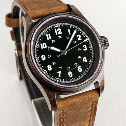 PVD Bronze Case TANDORIO 36mm Military Field Watch Men Japanese NH35A Automatic Movement Sapphire 200M Waterproof Pilot Watches
