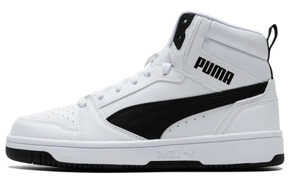 Puma Rebound V6, baskets confortables, polyvalentes, durables et légères, mi-hautes, noires et blanches, 392326-02