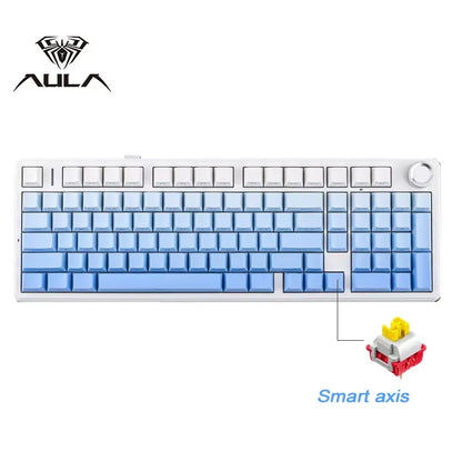 Teclado mecánico gaming AULA F99 Pro E-sports de tres modos, RGB, hot-swappable, 96%, PBT, inalámbrico personalizado con perilla multimedia