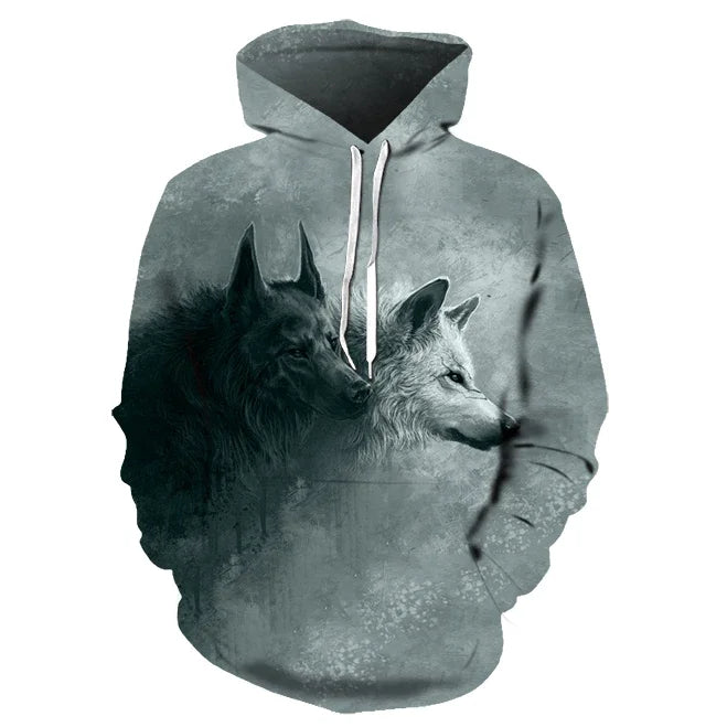 Animal Wolf – bluzy z kapturem drukowane w 3D dla mężczyzn i kobiet, modne, codzienne, oversize, swetry typu pullover, styl hip-hopowy, Harajuku, odzież uliczna