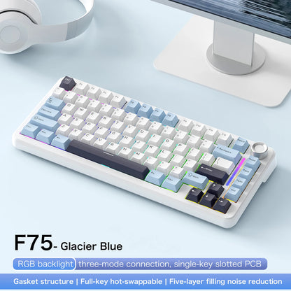 Teclado mecânico F75 FREEWOLF * AULA F75 Bluetooth de três modos, dedicado a gaming e utilização em escritório
