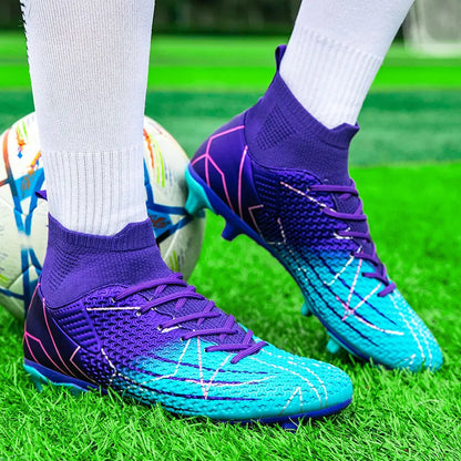 Nouvelles chaussures de Football professionnelles haut en cuir d'herbe artificielle jeunes étudiants chaussures de Football d'entraînement pour hommes et femmes sport