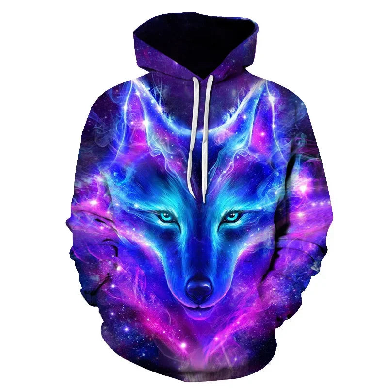 Animal Wolf – bluzy z kapturem drukowane w 3D dla mężczyzn i kobiet, modne, codzienne, oversize, swetry typu pullover, styl hip-hopowy, Harajuku, odzież uliczna