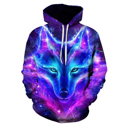 Animal Wolf – bluzy z kapturem drukowane w 3D dla mężczyzn i kobiet, modne, codzienne, oversize, swetry typu pullover, styl hip-hopowy, Harajuku, odzież uliczna