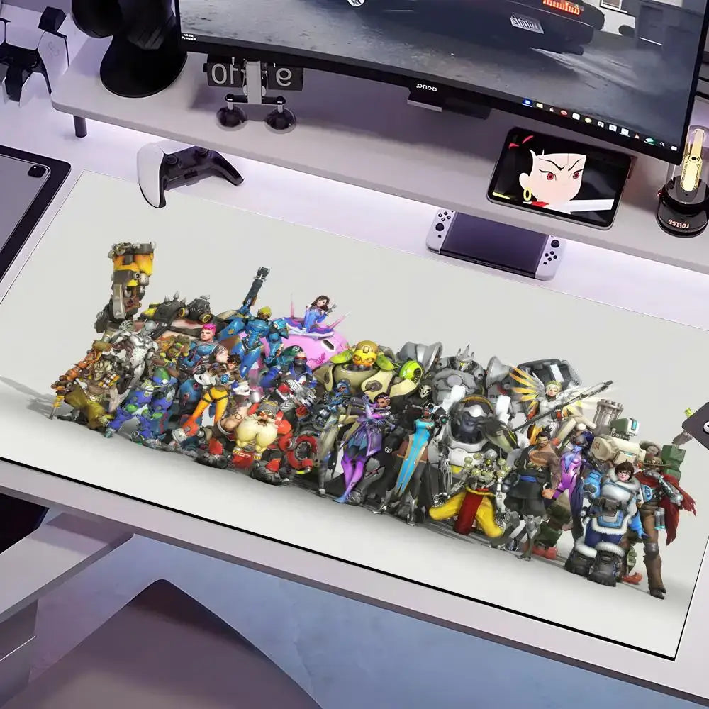 Tapete de Rato Overwatch em Vários Tamanhos, Grande e Quadrado, para Computador, Escritório e Gaming, com Base de Borracha Antiderrapante