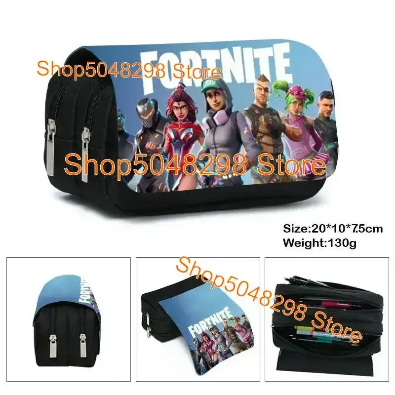 Pencil Case Big Canvas Kawaii Pencil Bags Pen Case for Boys Girls Fortnite Print School Supplies Stationery Teens Birthday Gift