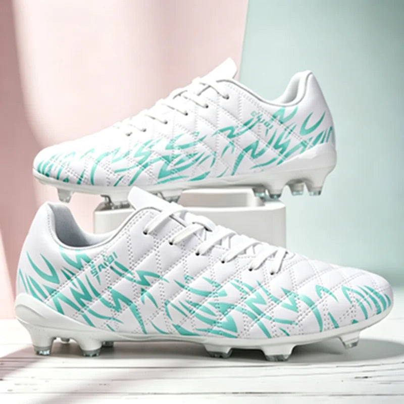 Chaussures de football FG AG pour adultes, tige légère en PU synthétique, crampons antidérapants pour terrain en herbe naturelle et artificielle en plein air
