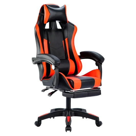 Gaming Race Chair with Footrest, Ergonomic Gamer Chair Reclining Computer Gaming Chair with Adjustable Height, Rotating Leather Gaming Seat