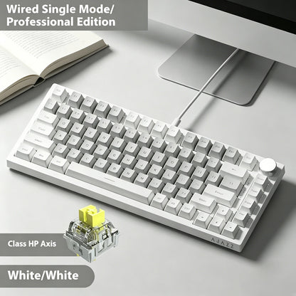 Tastiera meccanica cablata AJAZZ AK820 75%: hot‑swappable, retroilluminazione RGB/bianca/azzurro ghiaccio, controllo con manopola del volume | Per ufficio e gaming