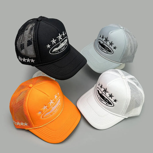 Cruise Ship Pattern Baseball Cap Summer Five-star Mesh Cap for Men and Women Outdoor Beach Sun Protection Trucker Baseball Caps