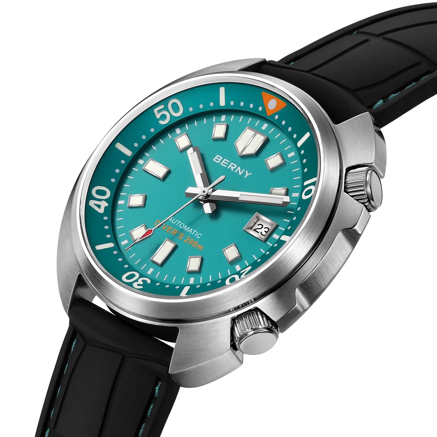 BERNY 20ATM Diver Watch For Men Mechanical Miyota 8215 Sapphire Sports Diving Luminous Anti-collision Crown Dual Crown Men Watch
