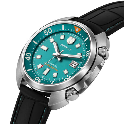BERNY 20ATM Diver Watch For Men Mechanical Miyota 8215 Sapphire Sports Diving Luminous Anti-collision Crown Dual Crown Men Watch