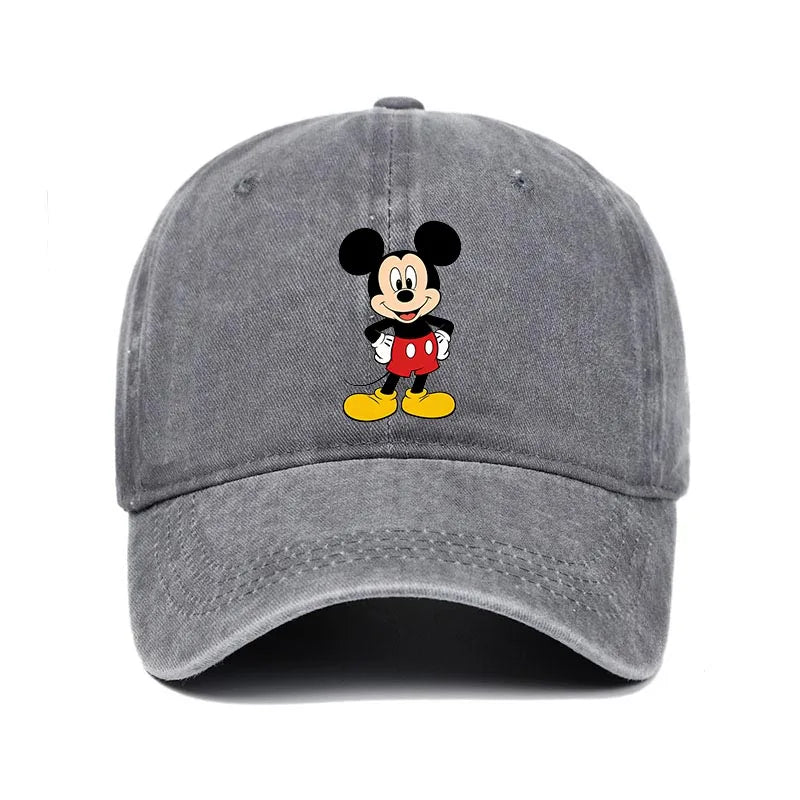 Retro Washed Mickey Mouse Print Baseball Cap Men Women Vintage Kpop Snapback Cap Adjustable Breathable Trucker Hat Sunscreen Hat