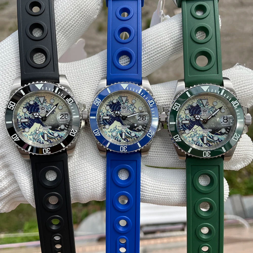 STEELDIVE New SD1953J 41mm Kanagawa Dial Sapphire Glass NH35 Automatic Movement 300M Waterproof Water Ghost Dive Watches For Men