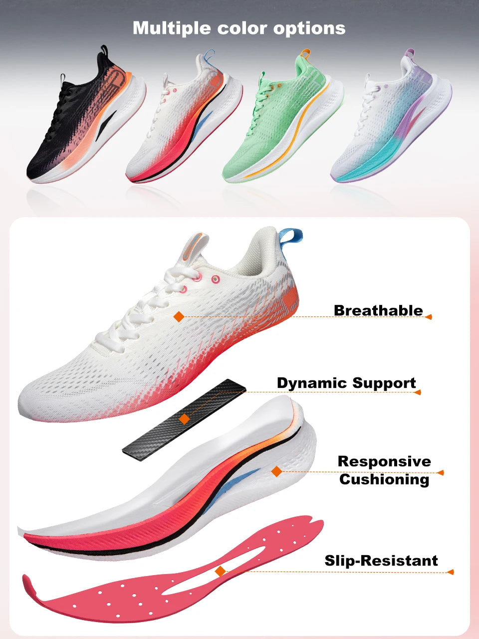 Baasploa løbesko til mænd, professionelle træningssko til kvinder, med kulfiberplade, åndbare sneakers i mesh, lette unisex-sportssko til mænd