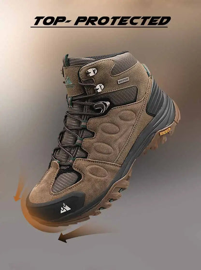 Botas de caminhada de cano alto HIKEUP para homem, calçado de inverno para exterior, com atacadores, antiderrapantes, desportivas casuais para trekking, impermeáveis, em camurça