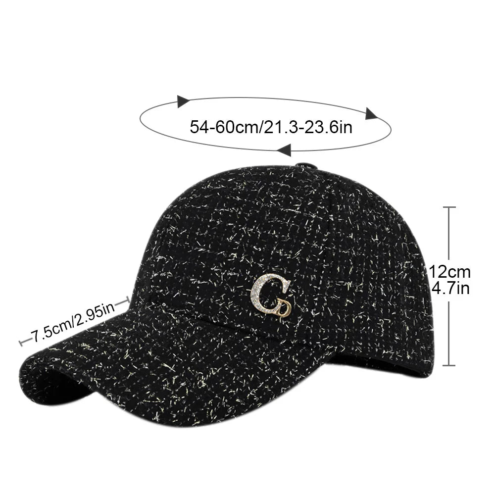 Metal M Patch Baseball Cap Black Elegant Man Hat Lightweight Adjustable Sun Hat For Women Female