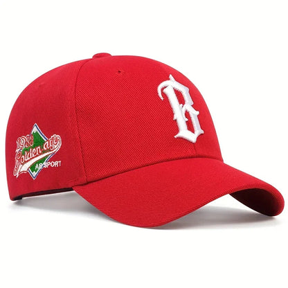 Unisex B Letter Embroidery Baseball Caps Adjustable Casual Hats Spring and Autumn Outdoor Sunscreen Hat