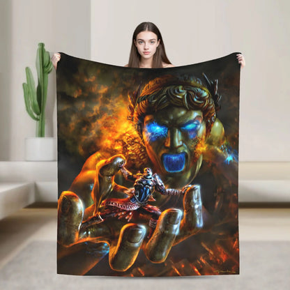 God of War Game Gamers Kratos Blanket  Soft Warm Funny Plush Throw Blanket For Home Decor Travel Flannel Bedspread Bed Cover