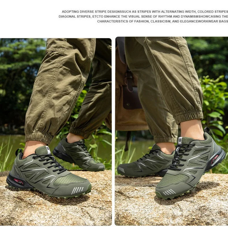 2025 New Men Hiking Shoes Outdoor Waterproof Sports Shoes Comfortable Leather Hiking Training Boots Large Size Tactical Shoe Men