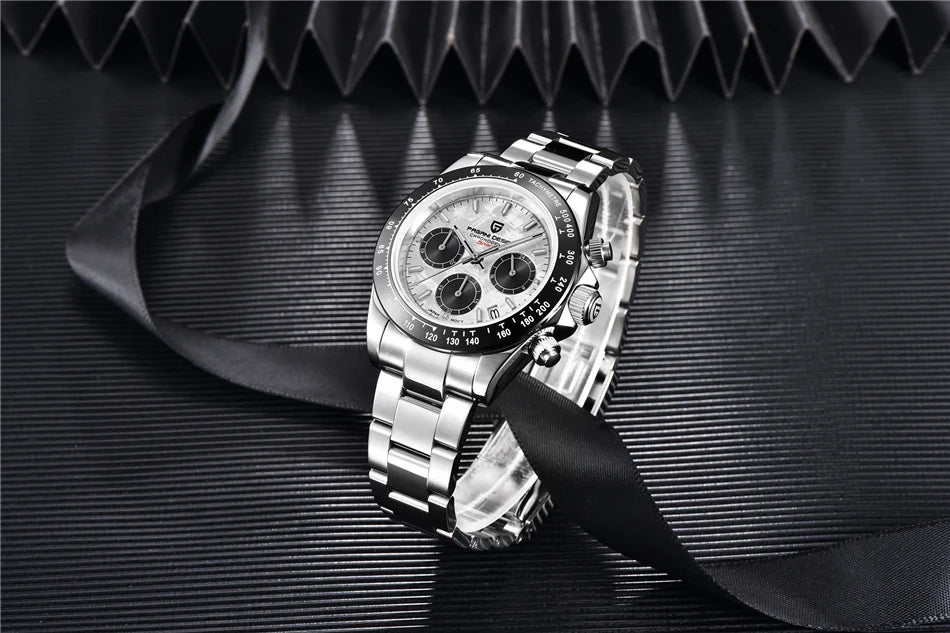 PAGANI DESIGN V2 40MM Meteorite dial Men Quartz Watches Sapphire Retro Chronograph  Waterproof Watch For Men Reloj0 hombr