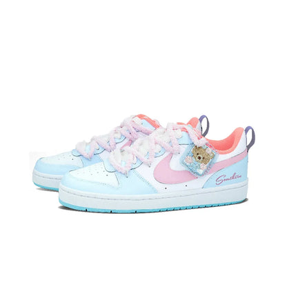 Op maat gemaakte sneakers Nike Court Borough Whale Heart & Bear Candy Wrapper Zoet, lief en speels Skateboard-sneakers voor dames