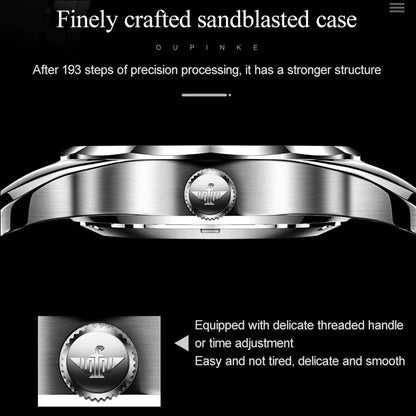 OUPINKE 3173 Skeleton Automatic Mechanical Watch Luxury Brand 50M Waterproof Watch Leather Strap Mens Watch Box Gifts Reloj