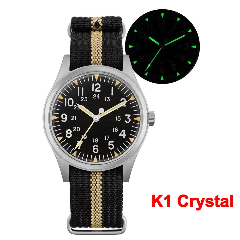 Militado ML07 Military Watch VH31 Quartz Movement Sapphire Crystal Luminous AR Coating Vintage Watches 100m Waterproof