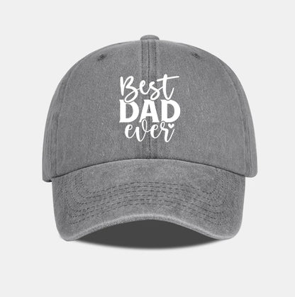 “Best DAD Ever” Printed Vintage Washed Baseball Cap – Adjustable, Casual, Men's Father's Day Gift, Dad Cap – Fishing & Hiking