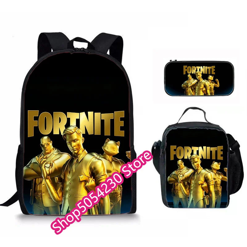 Hot game Fortnited 3PCS Backpack Set Teenager Student Travel Bag Fortress Night 3D School Knapsack Popular Games Rucksacks