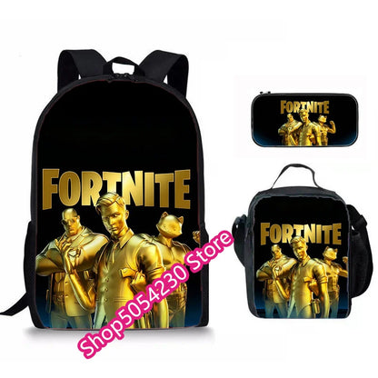Hot game Fortnited 3PCS Backpack Set Teenager Student Travel Bag Fortress Night 3D School Knapsack Popular Games Rucksacks