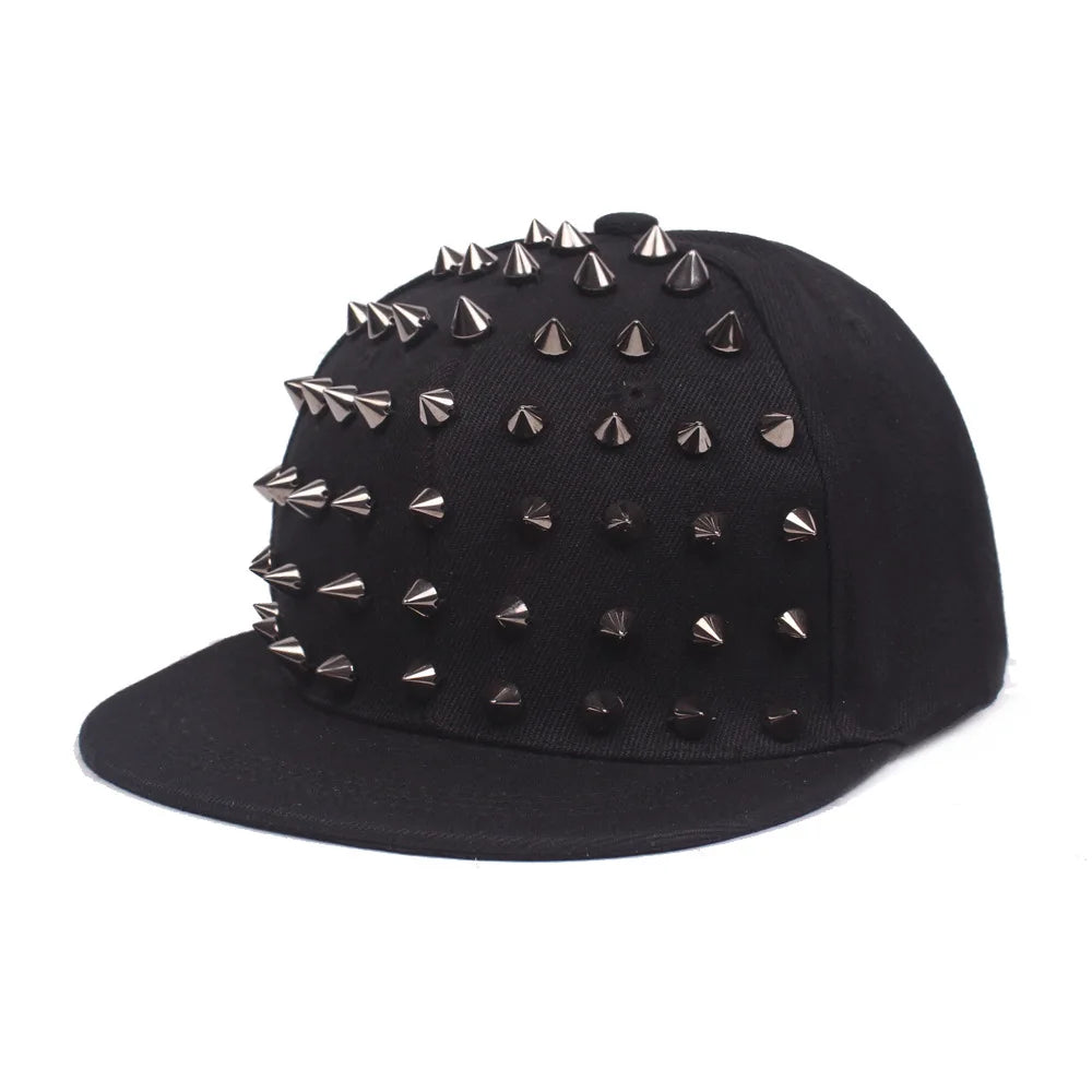 Men Caps Flat Hat Hip Hop Snapback Fancy Rivet Baseball Cap Street Dance Cap Trendy Mesh Visor Youth Boys Girls